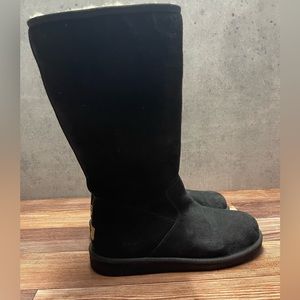 UGG Australia 5683 Tall Sunset II BLACK SUEDE Sheepskin Boots Size 10